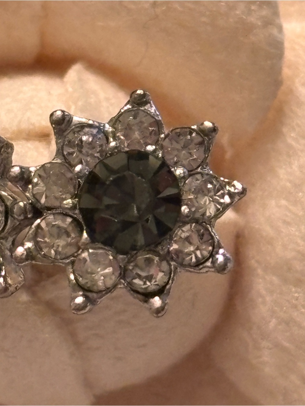 Silver-Tone Black & Clear Crystal Floral Stud Earrings